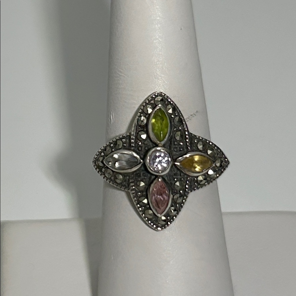 Artisan Made Vintage Sterling Silver Genuine Gemstone Ring